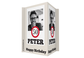 Raambord 50 jaar Sarah of Abraham – verkeersbord met foto en naam – gepersonaliseerd XL