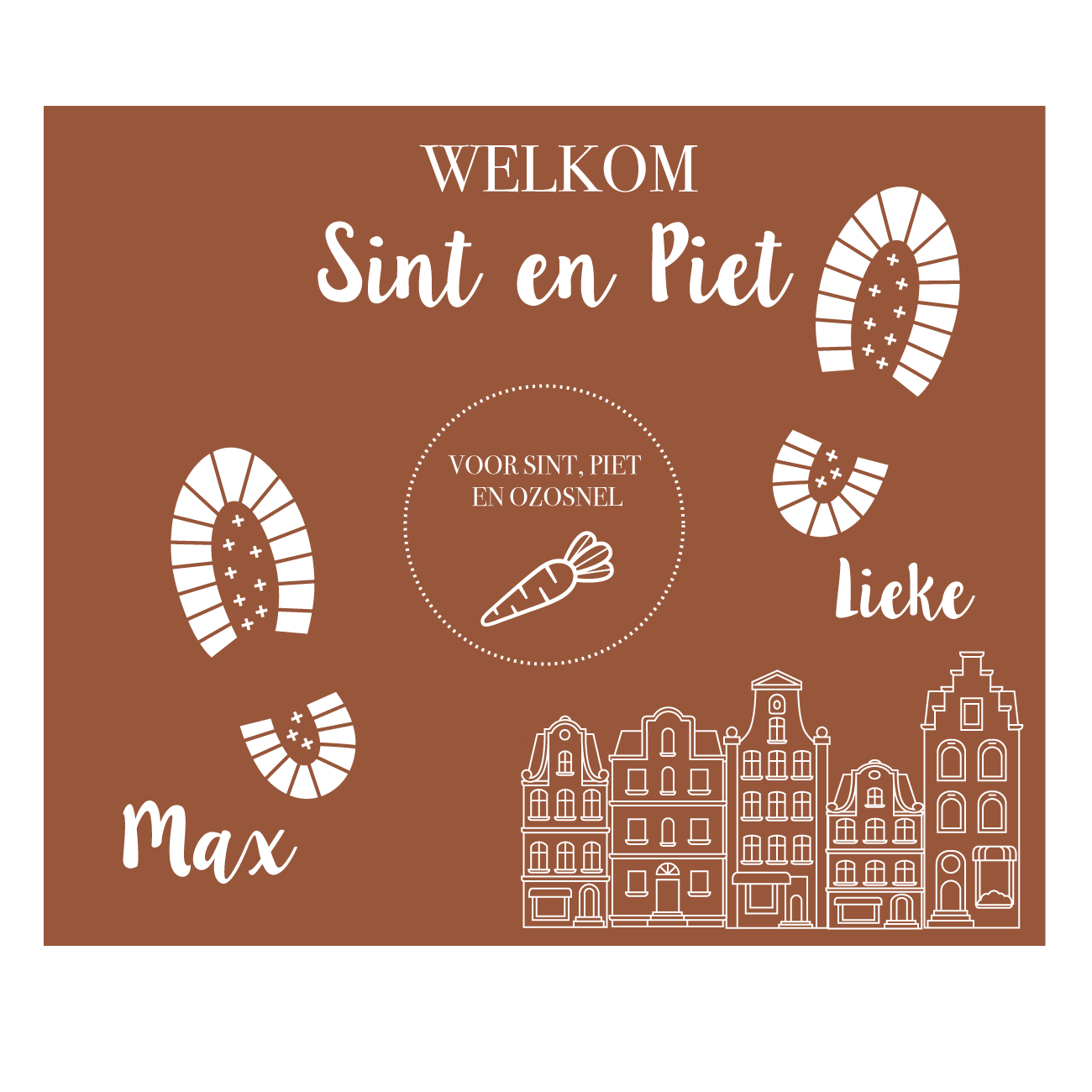 Sinterklaas Schoenzet mat Bruin met Naam (herbruikbaar)