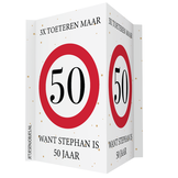 Raambord 50 jaar verkeersbord – Sarah of Abraham – gepersonaliseerd met naam XL