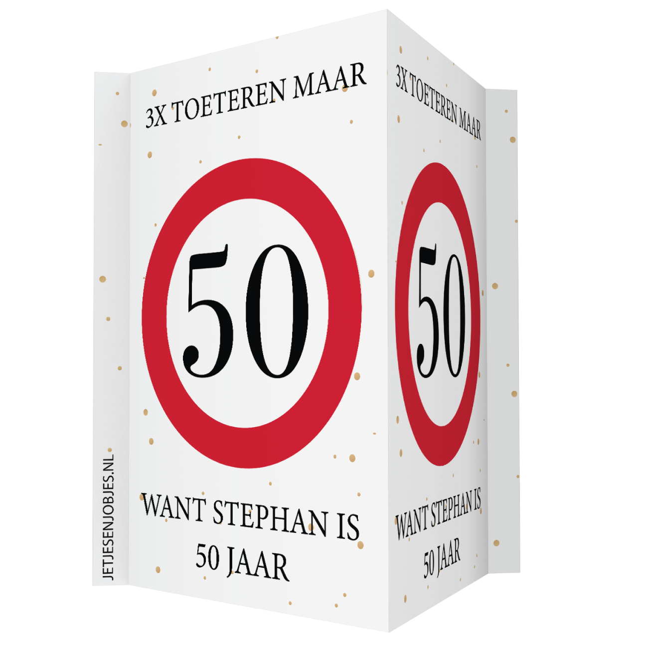 Raambord 50 jaar verkeersbord – Sarah of Abraham – gepersonaliseerd met naam XL