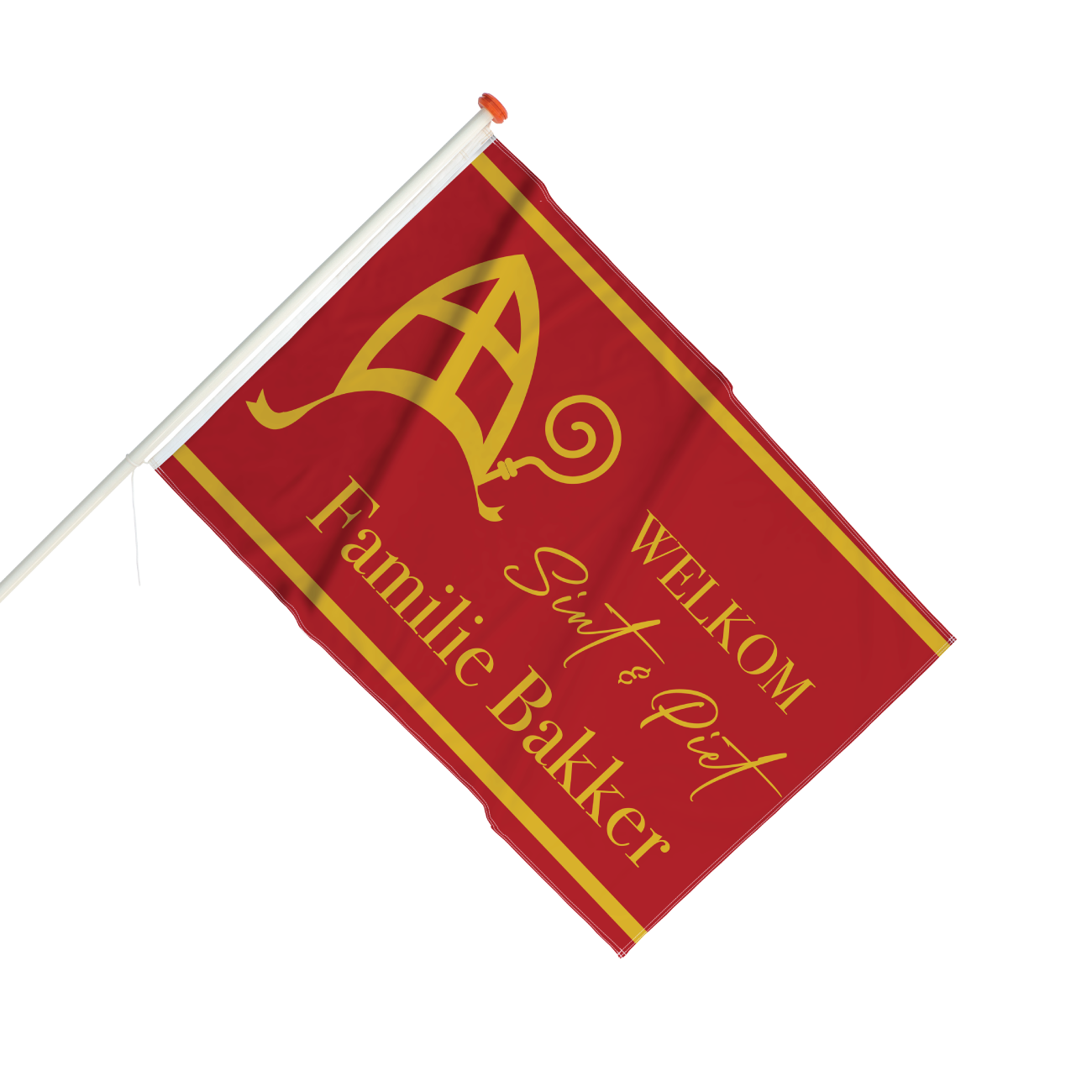 Sinterklaas Vlag Rood en Geel met Naam