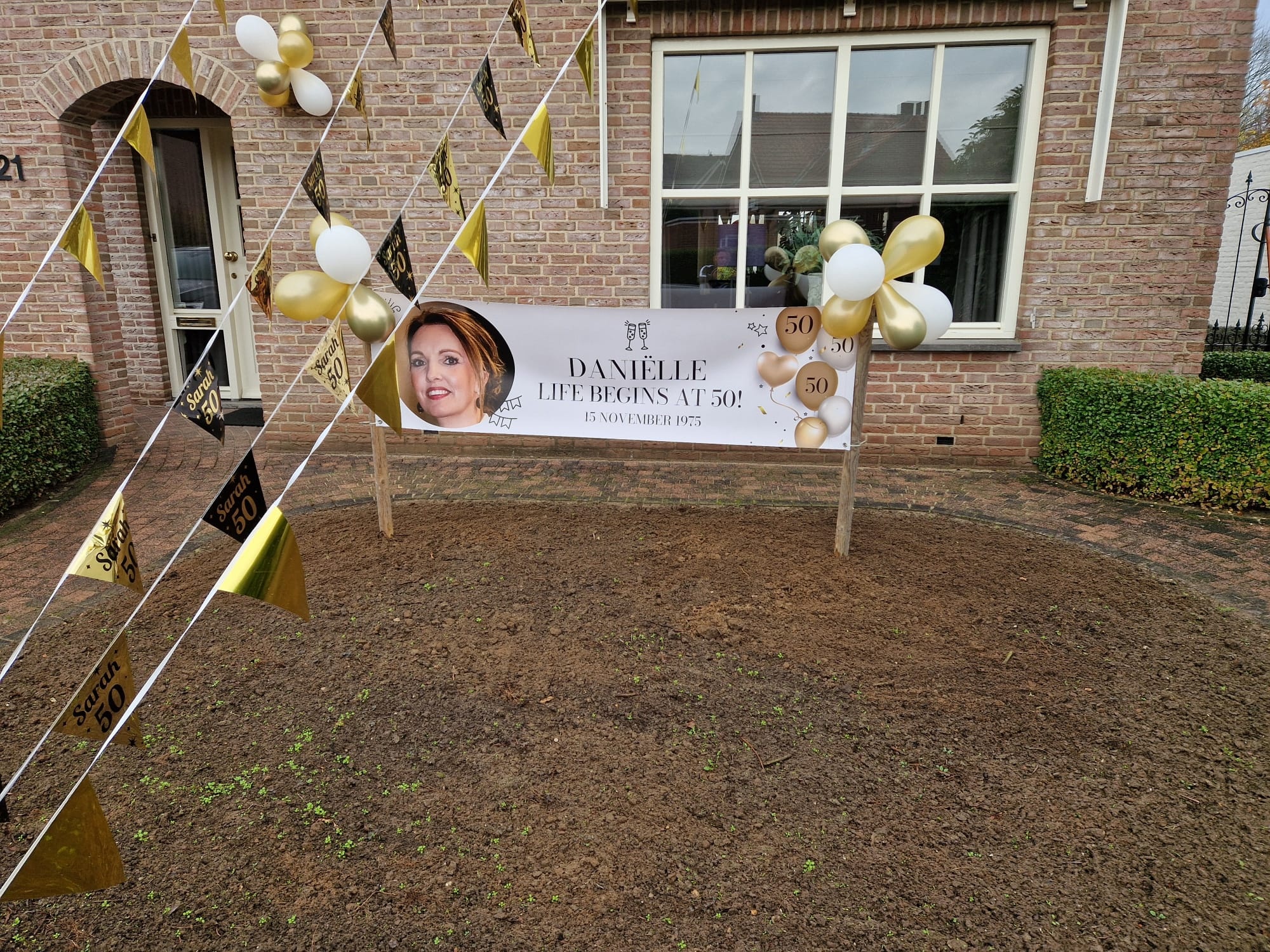 Spandoek Verjaardag 50 jaar met ballonnen