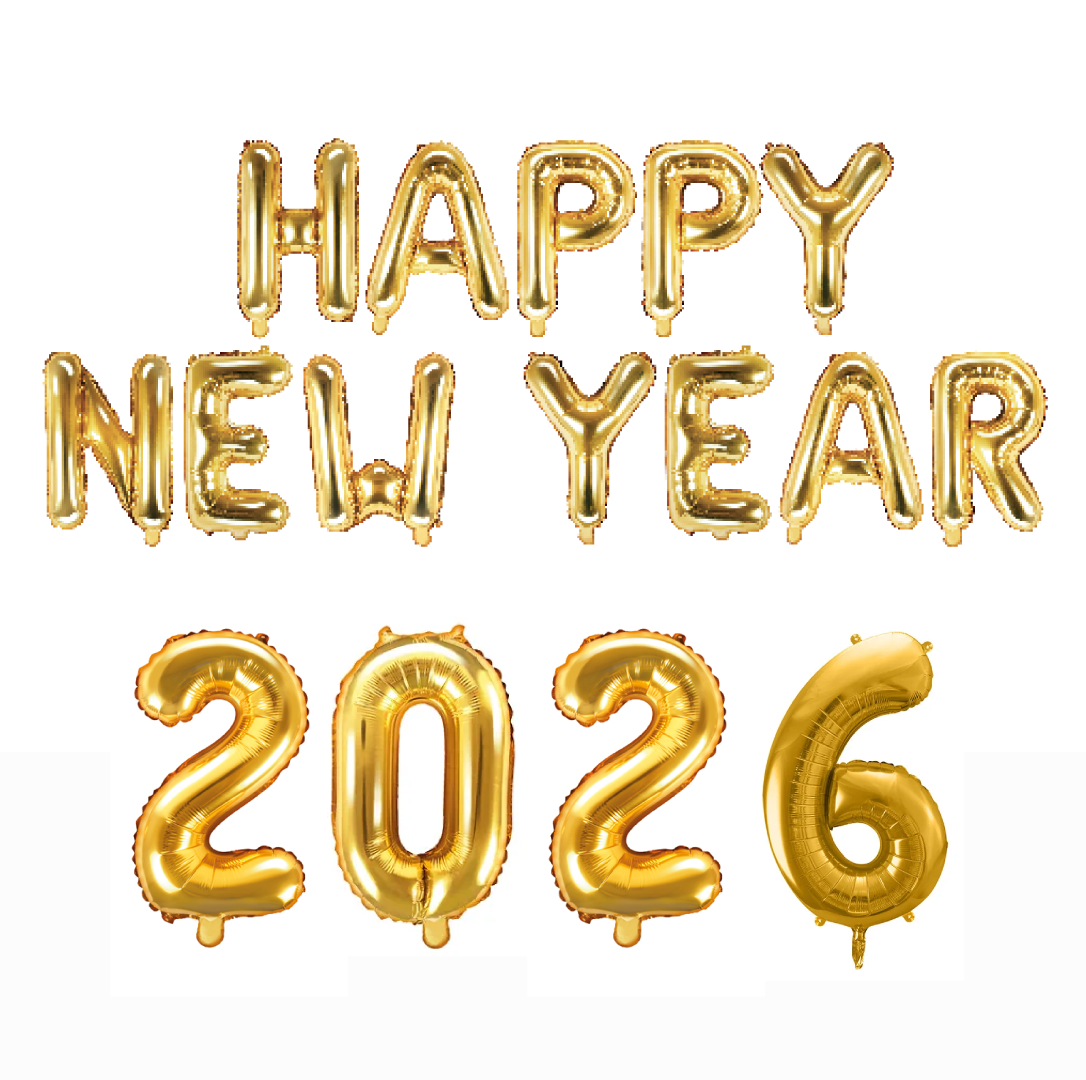 Happy New Year letters en cijfers ballonnen pakket