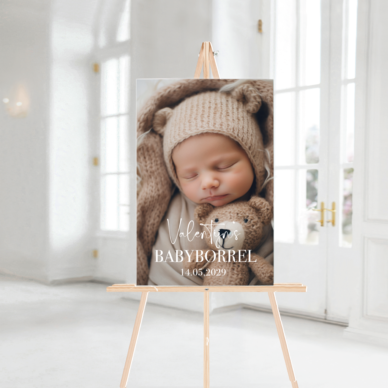 Welkomstbord babyborrel met foto