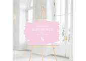Welkomstbord Babyshower Acryl verfstrepen roze