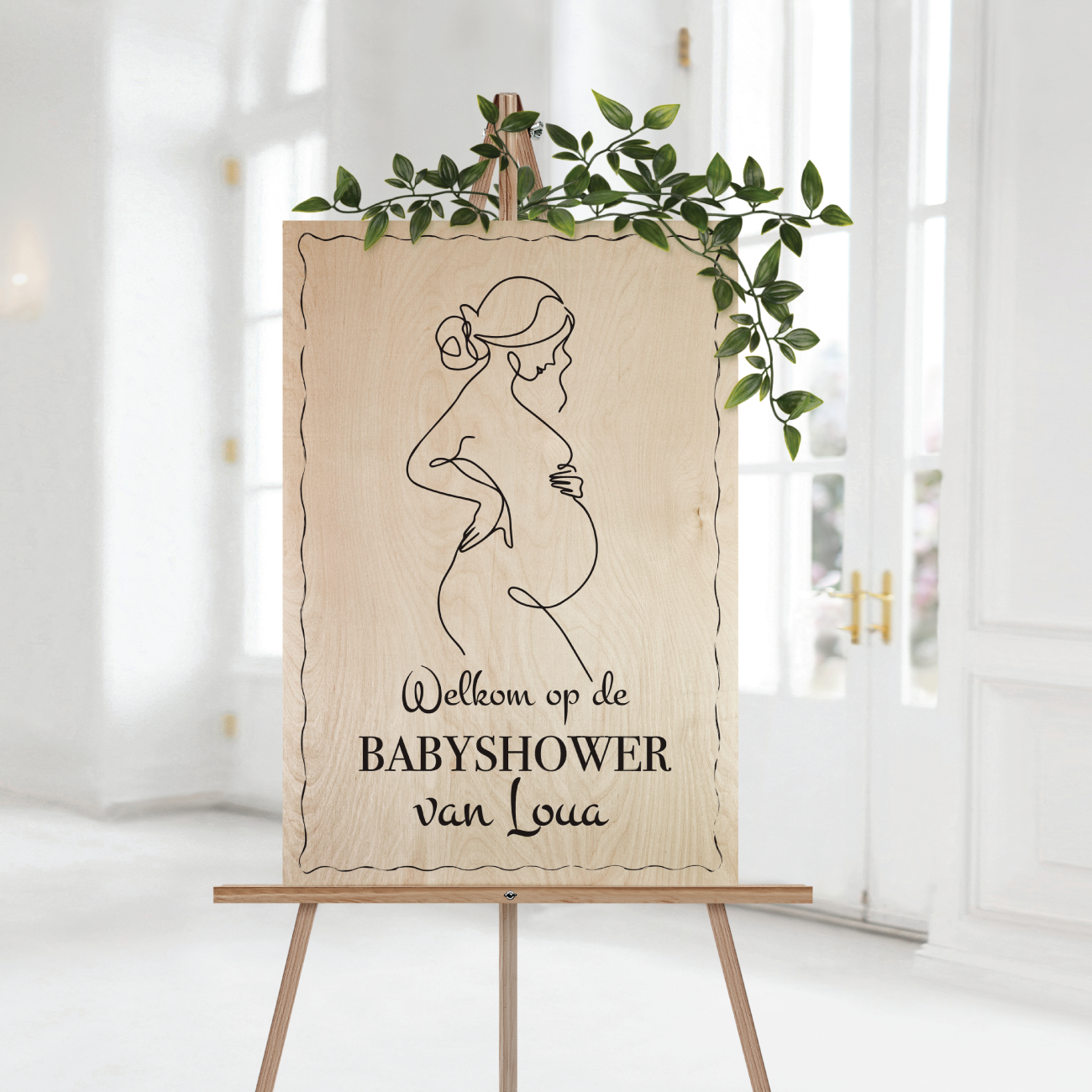 Welkomstbord Babyshower Hout Mommy To Be – gepersonaliseerd met naam