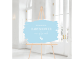 Welkomstbord Babyshower Acryl verfstrepen blauw