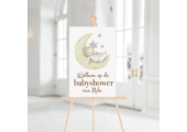 Babyshower Welkomstbord Maan met Beer