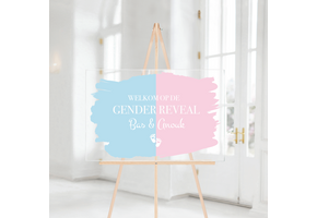 Welkomstbord Babyshower Acryl – Gender Reveal – gepersonaliseerd met naam
