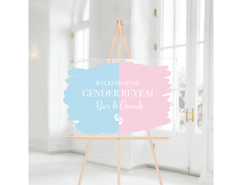 Welkomstbord Babyshower Acryl verfstrepen Gender Reveal