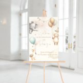 Welkomstbord Babyshower Pluche knuffels – gepersonaliseerd met naam – lief cadeau