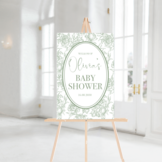 Welkomstbord Babyshower Elegant salie groen – gepersonaliseerd met naam – neutraal