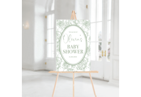 Welkomstbord Babyshower Elegant salie groen – gepersonaliseerd met naam – neutraal
