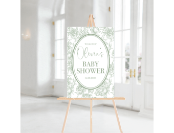 Babyshower Welkomstbord Elegant Salie Groen