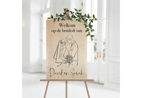 Welkomstbord Bruiloft Hout Bruidspaar
