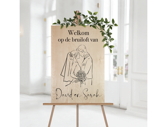 Welkomstbord Bruiloft Hout Bruidspaar