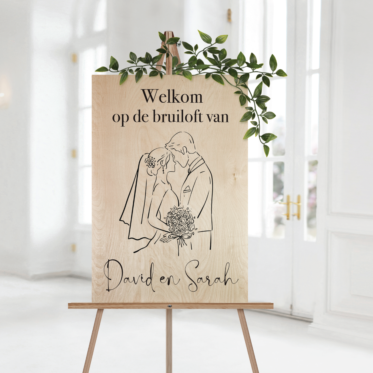 Welkomstbord Bruiloft Hout Bruidspaar
