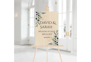 Welkomstbord Bruiloft Hout Olijftak