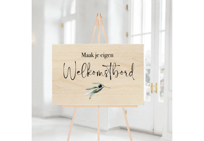 Welkomstbord bruiloft hout zelf maken liggend