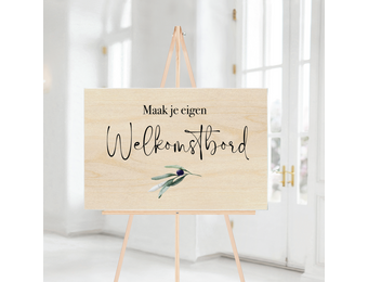 Welkomstbord bruiloft hout zelf maken liggend