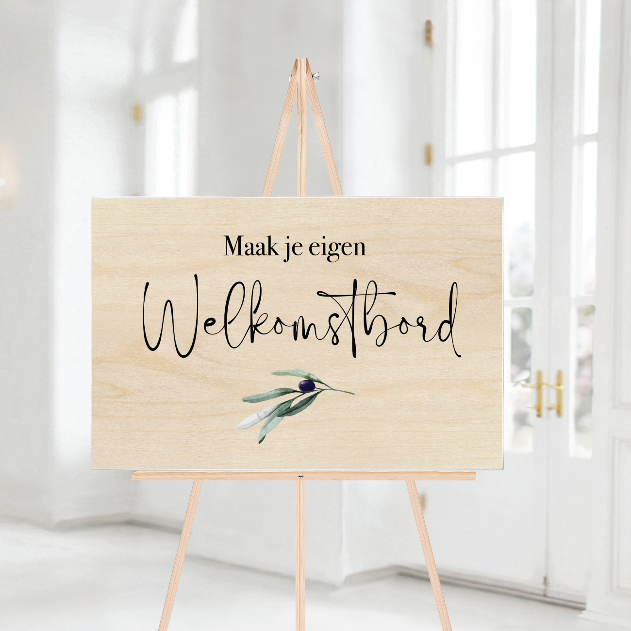Welkomstbord bruiloft hout zelf maken liggend