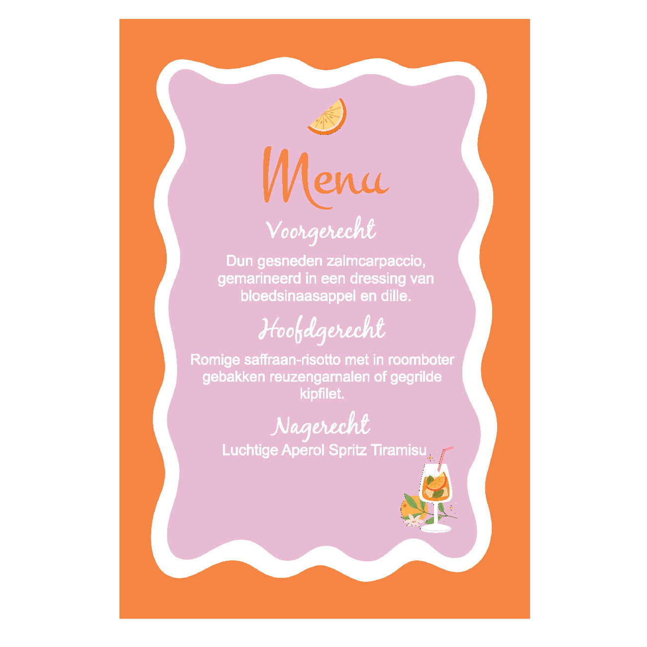 Menukaarten 21 Diner Aperol Spritz - Direct Download