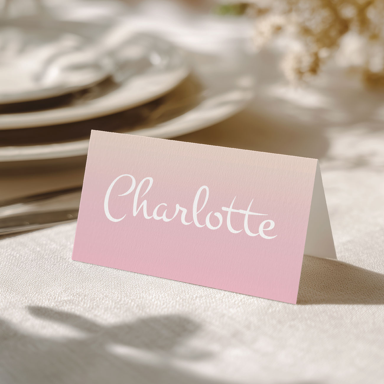 Naamkaartjes Babyshower roze – Print 2 of 100 stuks voor één prijs