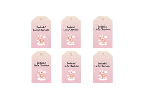 Bedanklabels Babyshower Beer met ballonnen roze | Onbeperkt Printen | Direct Download