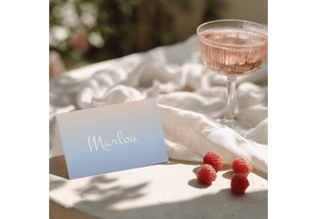 Naamkaartjes Babyshower ombre blauw – Print 2 of 100 stuks voor één prijs