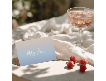 Naamkaartjes Babyshower ombre blauw – Print 2 of 100 stuks voor één prijs