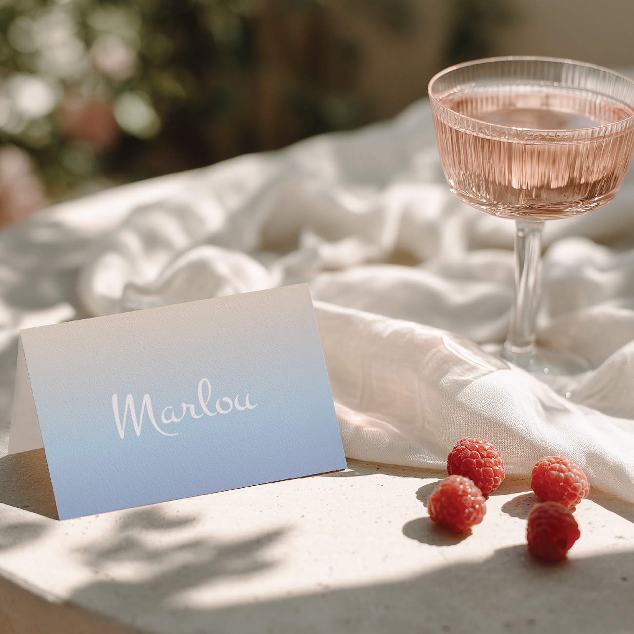 Naamkaartjes Babyshower ombre blauw – Print 2 of 100 stuks voor één prijs