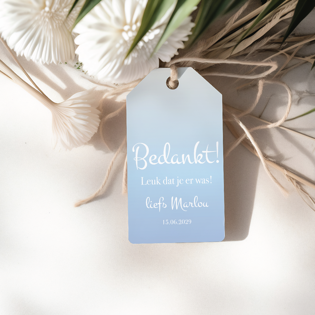 Bedanklabels Babyshower Ombre blauw | Onbeperkt Printen | Direct Download