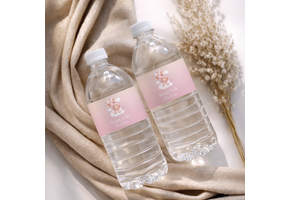 Waterfles labels Babyshower Beer met ballonnen roze | Onbeperkt Printen | Direct Download