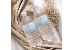 Waterfles labels Babyshower Beer met ballonnen blauw | Onbeperkt Printen | Direct Download
