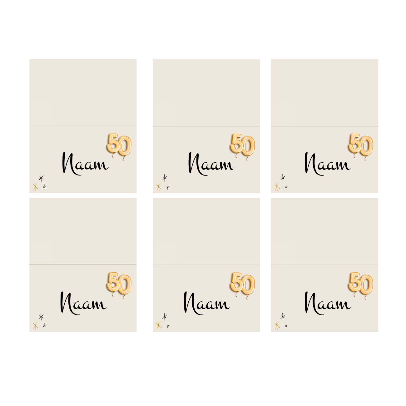 Naamkaartjes 50 jaar - Direct Download (18st)