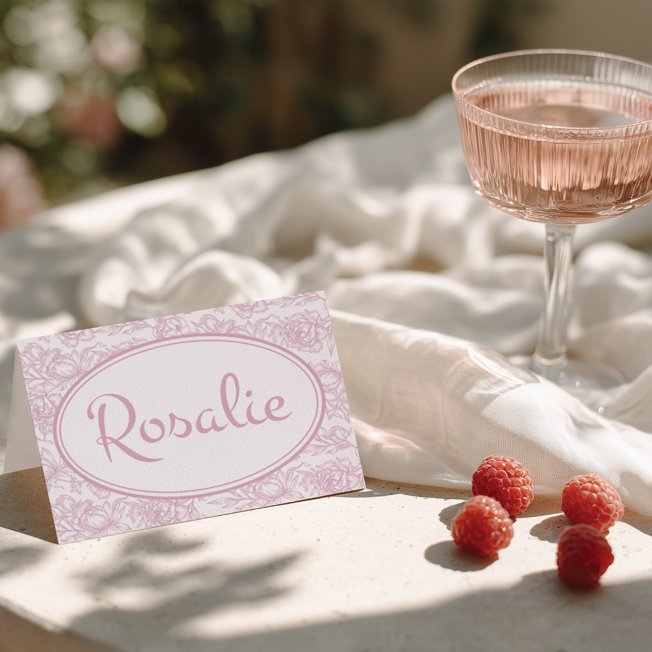 Naamkaartjes Elegant Baby Pink – Direct Download (18st)