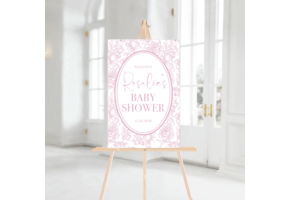 Welkomstbord Babyshower Elegant Baby Pink – gepersonaliseerd met naam – meisje