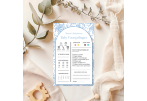 Babyshower Spelletjes Elegant Blue Personaliseerbaar – Baby Voorspellingen Printable – Direct Download