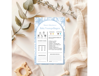 Babyshower Spelletjes Elegant Blue Personaliseerbaar – Baby Voorspellingen Printable – Direct Download