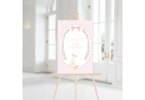 Welkomstbord Babyshower Silly Goose roze – gepersonaliseerd met naam – meisje