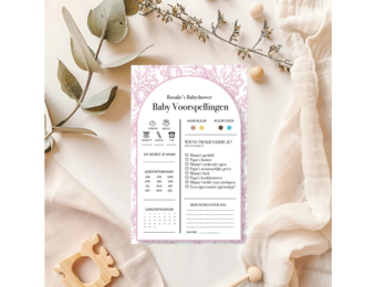 Babyshower Spelletjes Elegant Pink Personaliseerbaar – Baby Voorspellingen Printable – Direct Download