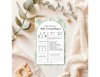 Babyshower Spelletjes Elegant Sage met Naam - Personaliseer & Print zelf