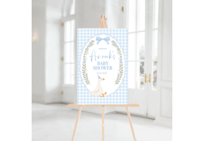 Welkomstbord Babyshower Silly Goose blauw – gepersonaliseerd met naam – jongen