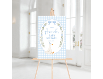 Babyshower Welkomstbord Silly Goose Blue