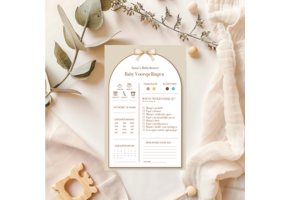Babyshower Spelletjes Strik Bruin met Naam - Personaliseer & Print zelf
