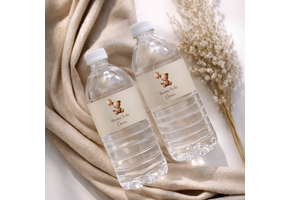 Waterfles labels Babyshower Teddy Bear met Naam - Personaliseer & Print zelf