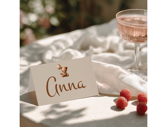 Naamkaartjes Babyshower Teddy Bear met Naam - Personaliseer & Print zelf