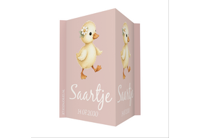 Geboortebord baby eend met bloem gepersonaliseerd | Jetjes & Jobjes