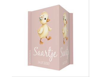 Geboortebord baby eend met bloem gepersonaliseerd | Jetjes & Jobjes