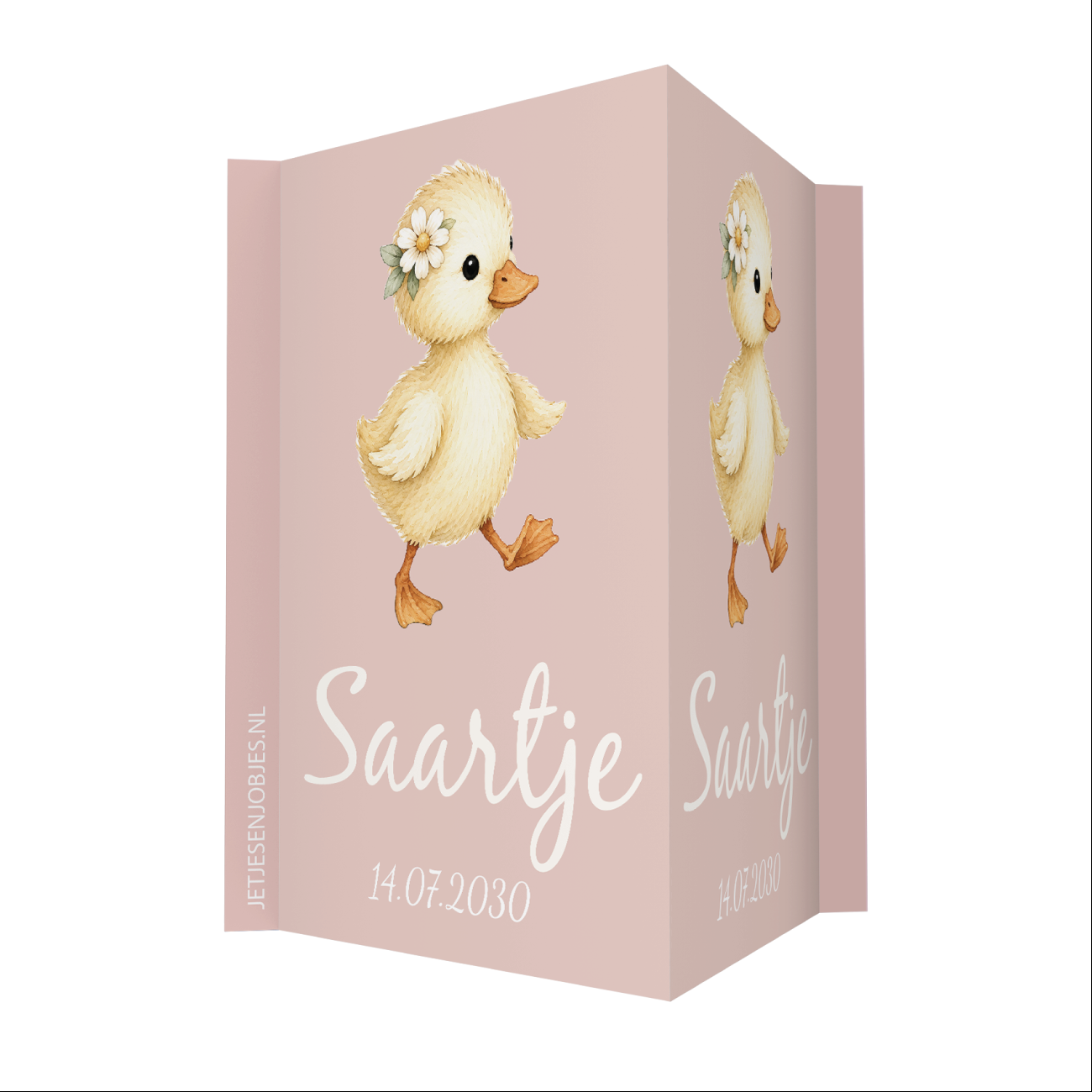 Geboortebord baby eend met bloem gepersonaliseerd | Jetjes & Jobjes